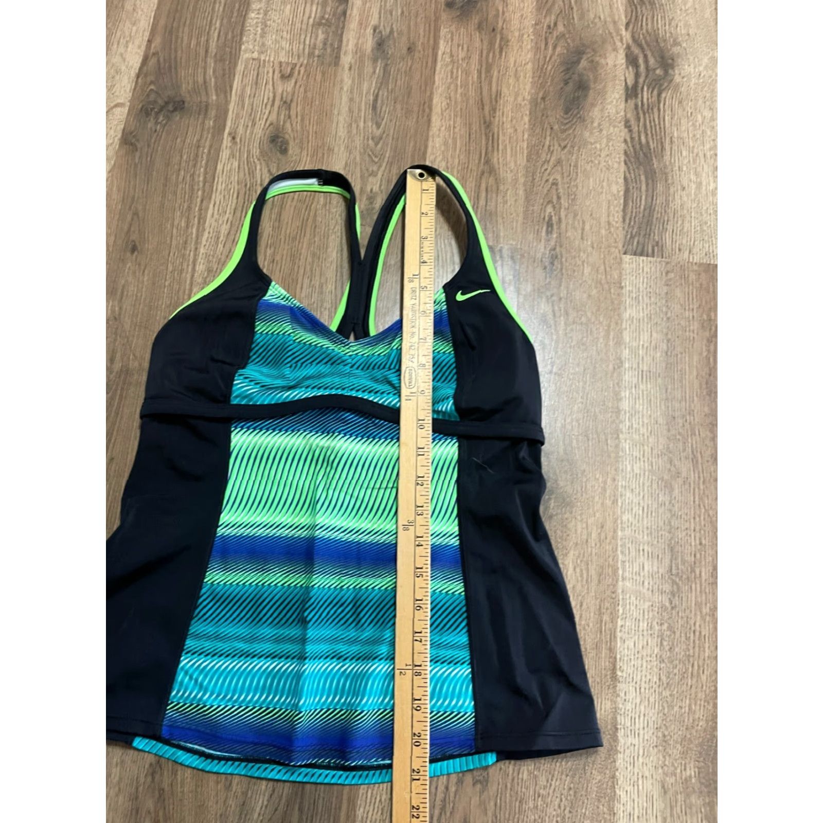 Nike Nike Swim Top Women's Small Blue Black Green Logo Tankini Top Size ONE SIZE - 5 Thumbnail
