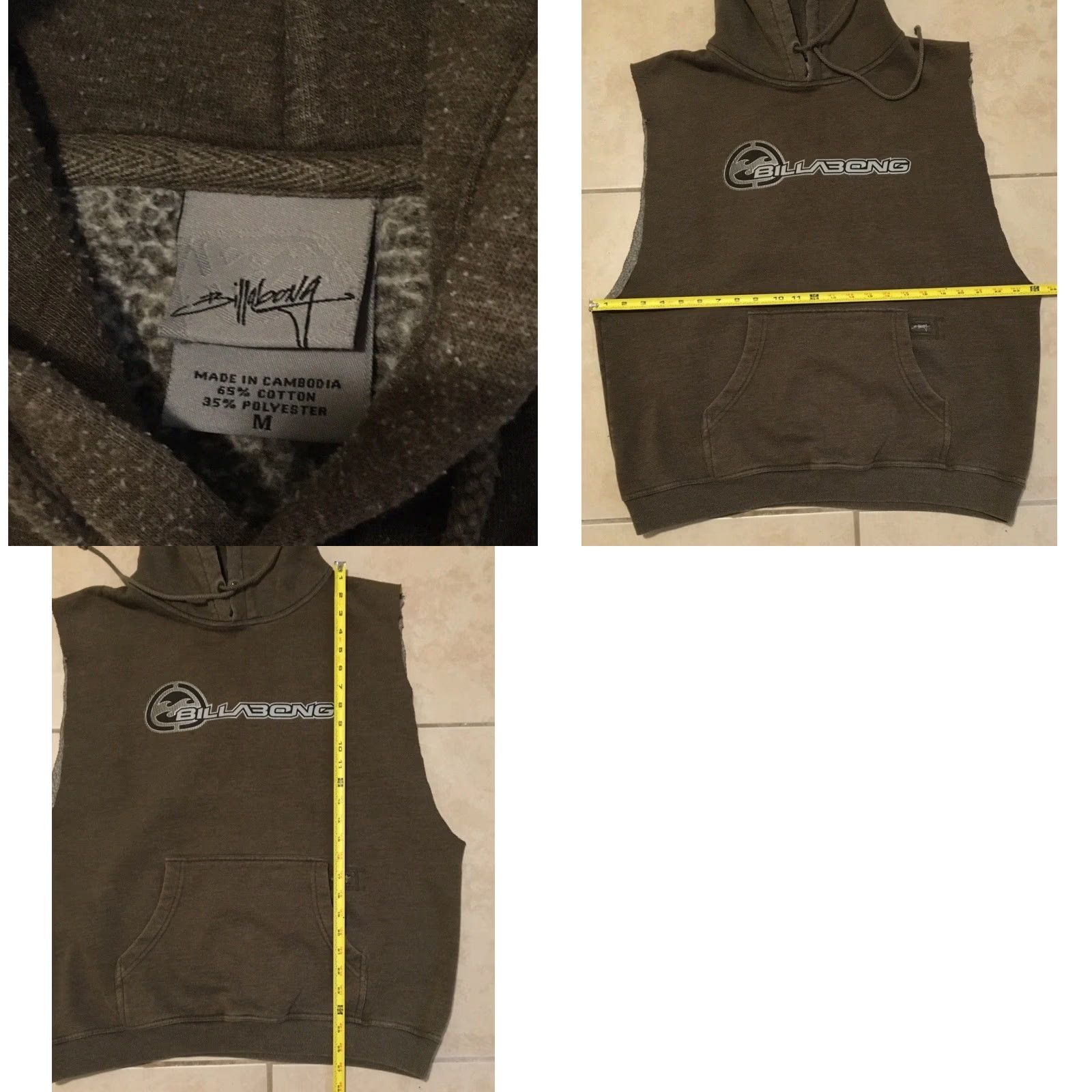 Quiksilver VINTAGE Billabong Faded Distressed Cut Off Hoodie M Surf Skate Grunge Gotcha 90s Y2K Size US M / EU 48-50 / 2 - 9 Thumbnail