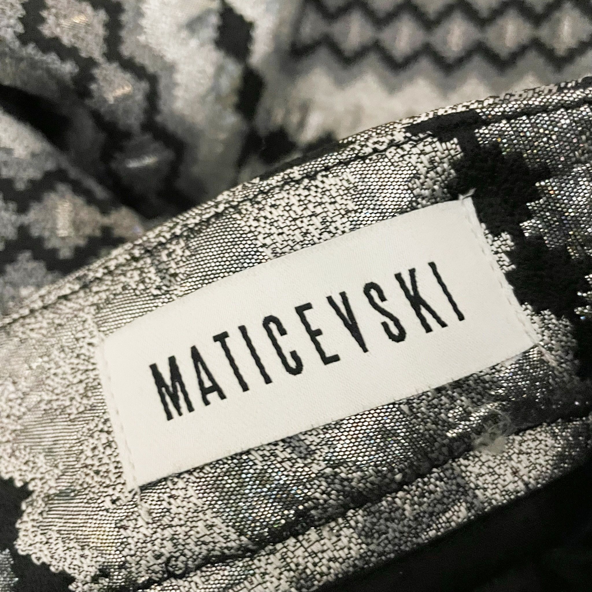 Maticevski Maticevski Silver Metallic Black Abstract Print Size 26" / US 2 / IT 38 - 2 Thumbnail