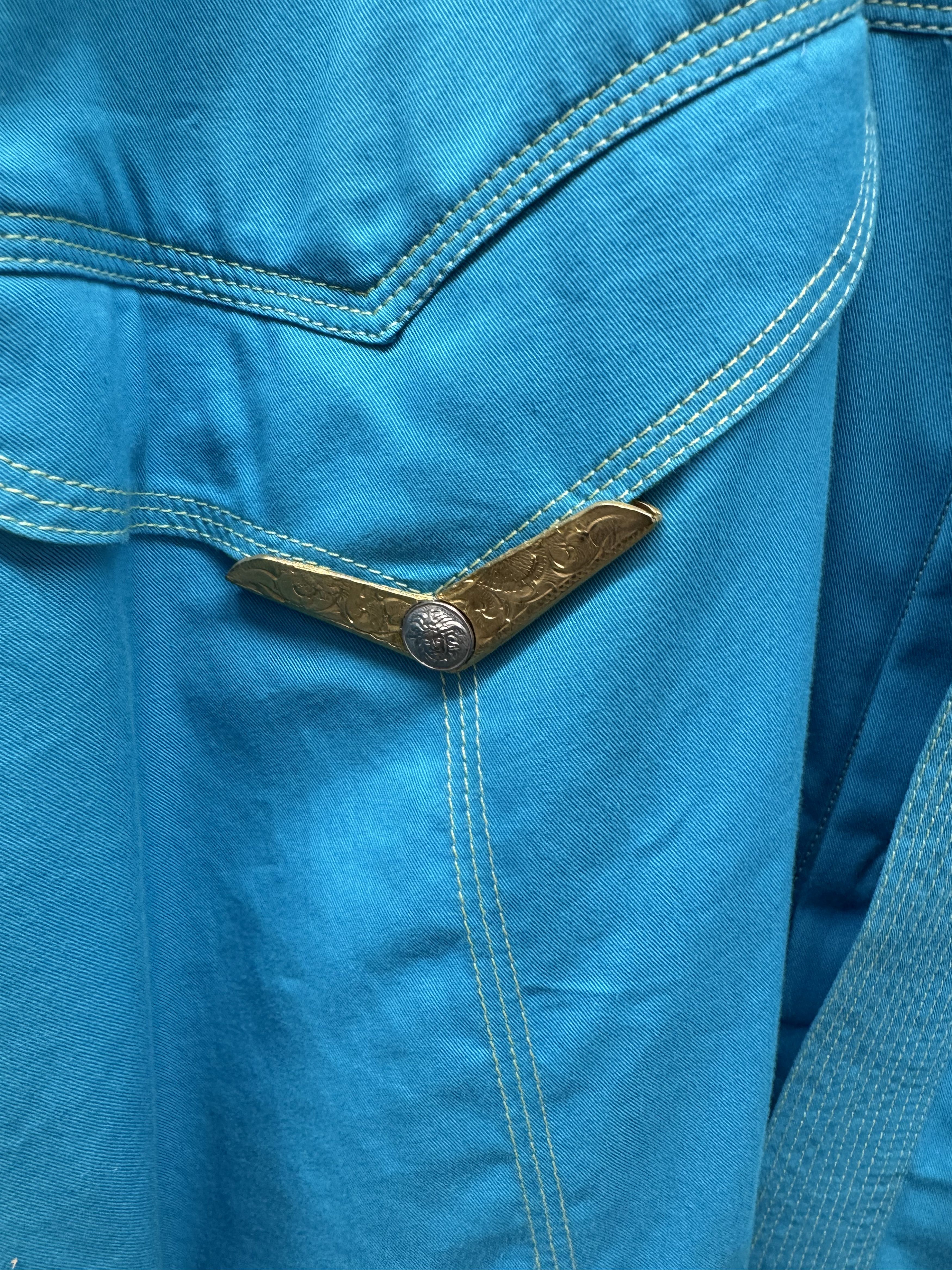 Versace Vintage Gianni Versace Turquoise Western Shirt Medusa Size US M / EU 48-50 / 2 - 3 Thumbnail