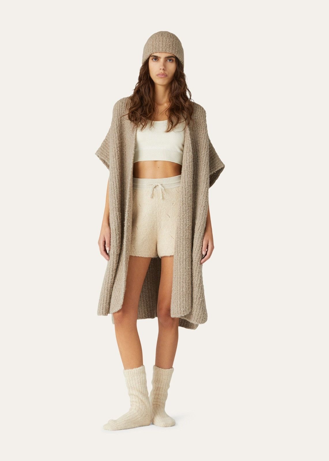 o1srvl11e1125 FAM6335 Cocooning Long Cardigan in Dark Grey