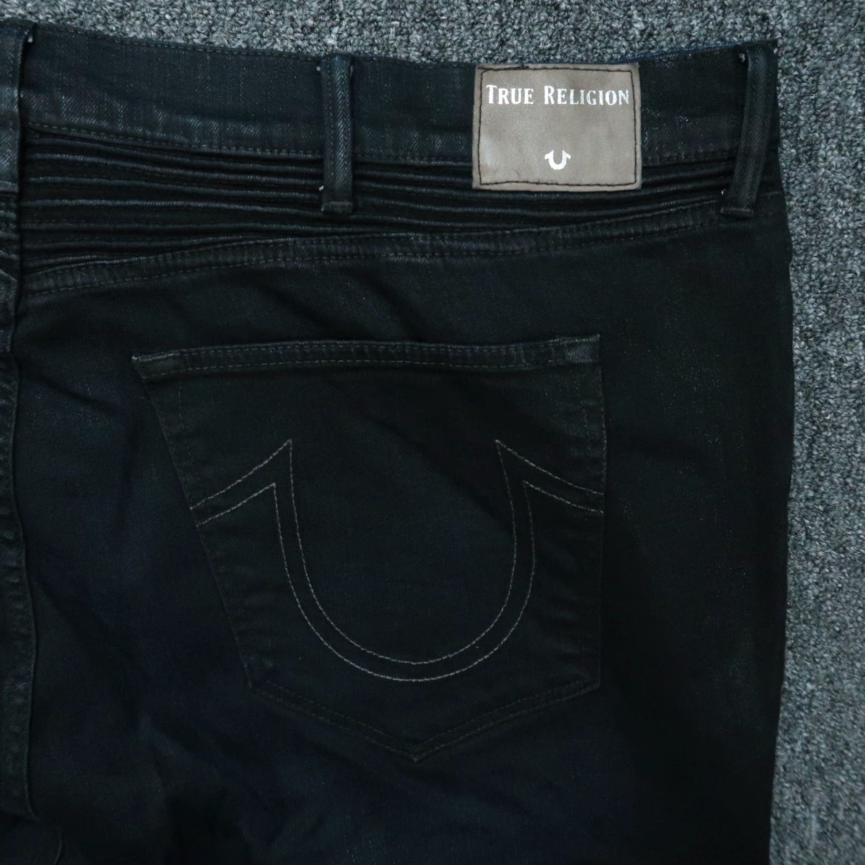 True Religion True Religion Jeans Blue Geno 44x34 Relaxed Slim Moto No Flap Dark Wash Mens Size US 44 / EU 60 - 7 Thumbnail