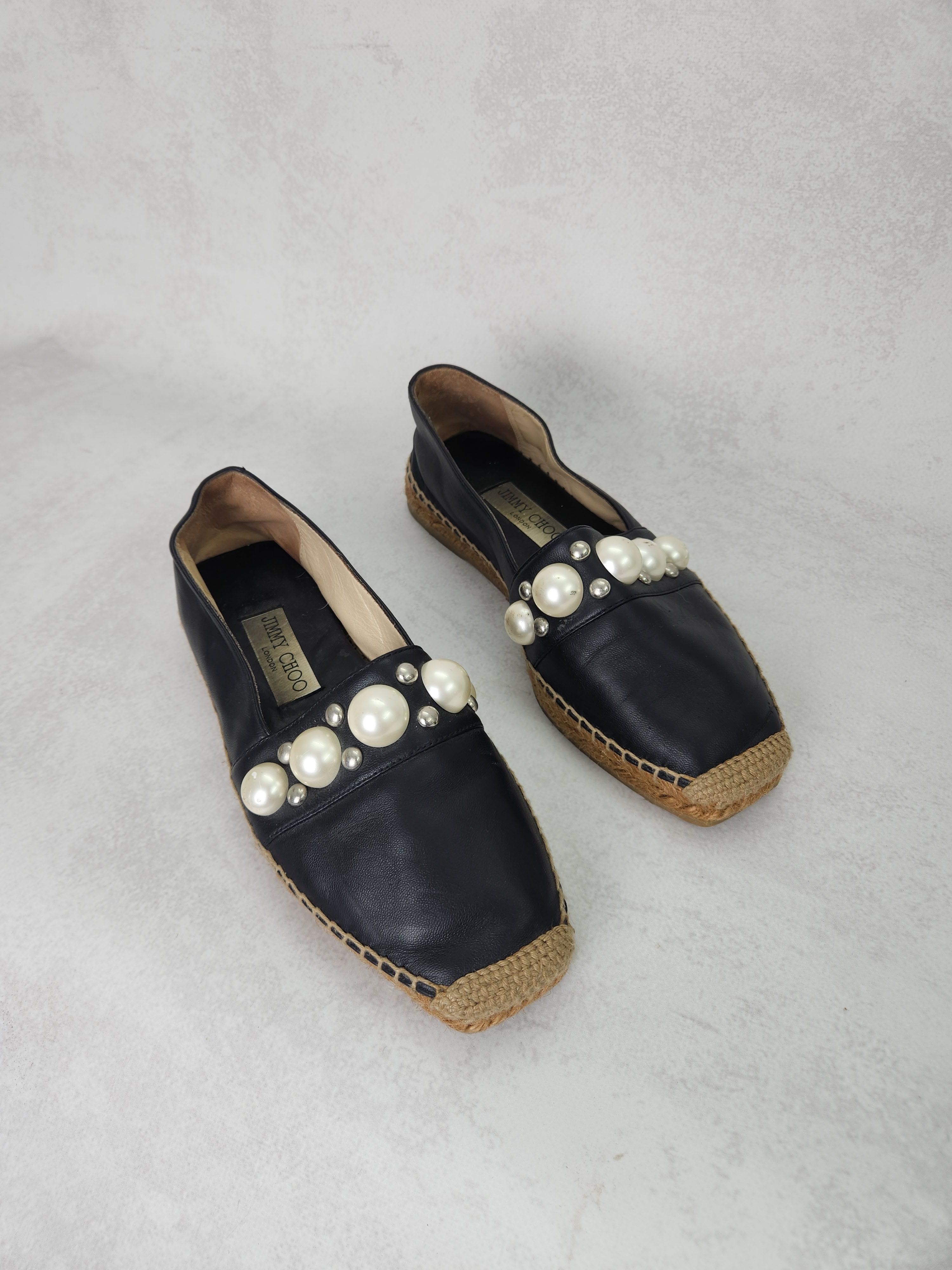 Jimmy Choo Jimmy Choo black leather espadrilles flats shoes Size US 5.5 / IT 35.5 - 1 Thumbnail