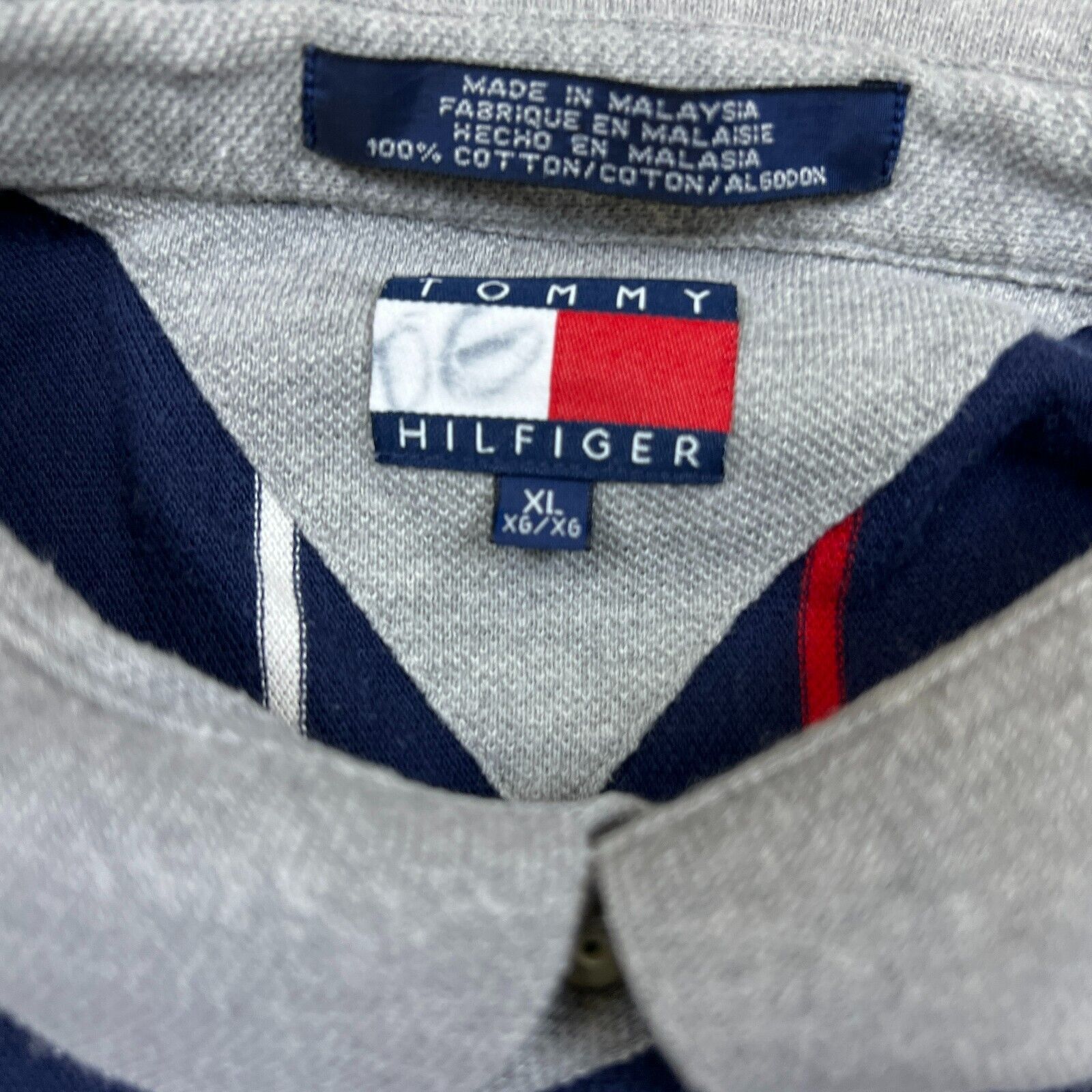Tommy Hilfiger × Vintage VTG 90s Tommy Hilfiger Shirt XL Pinstripe Tommy Flag Polo Size US XL / EU 56 / 4 - 5 Thumbnail