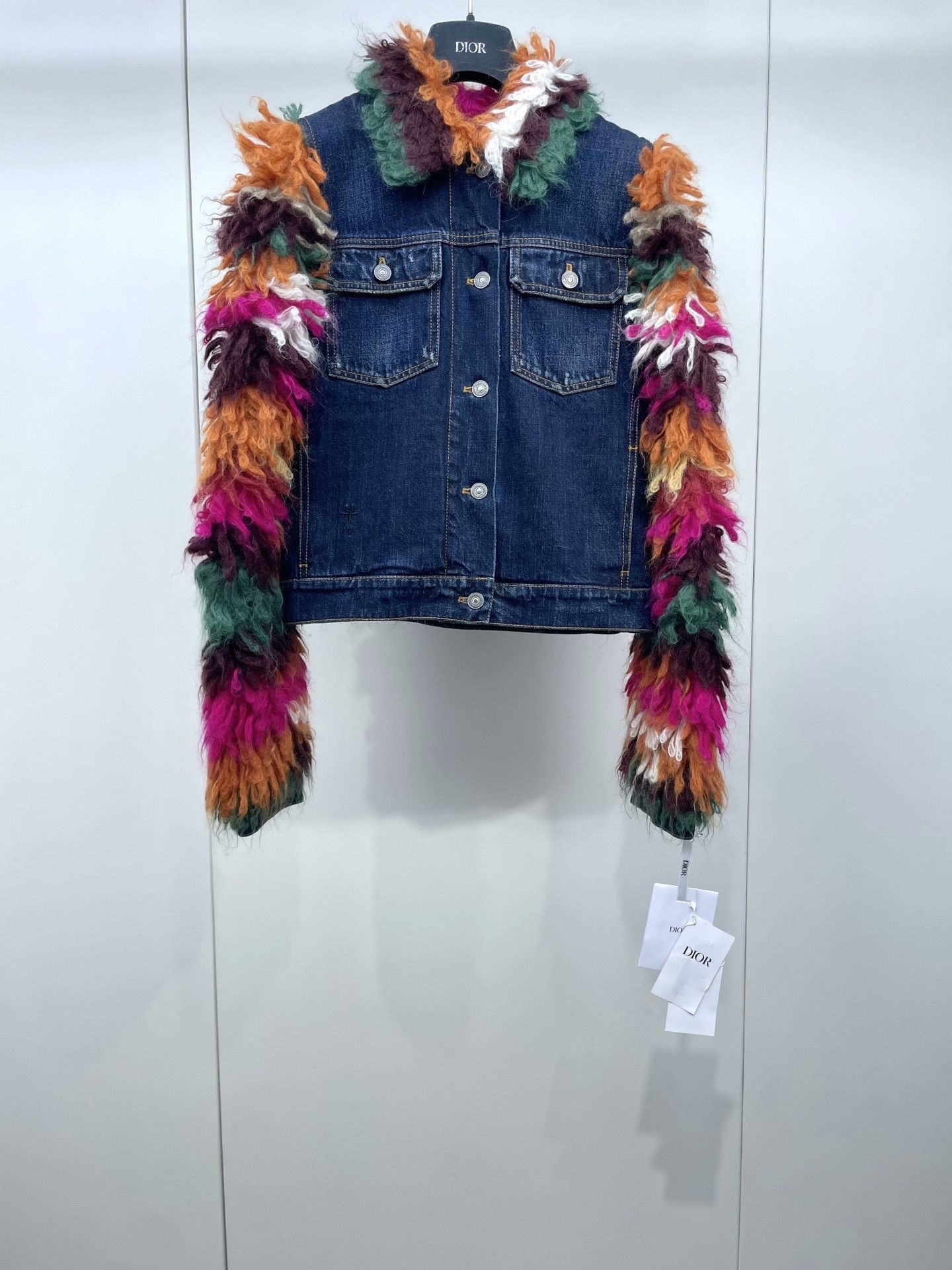 Dior DIOR Colorful Fur Sleeve Denim Jacket Size XS / US 0-2 / IT 36-38 - 1 Thumbnail