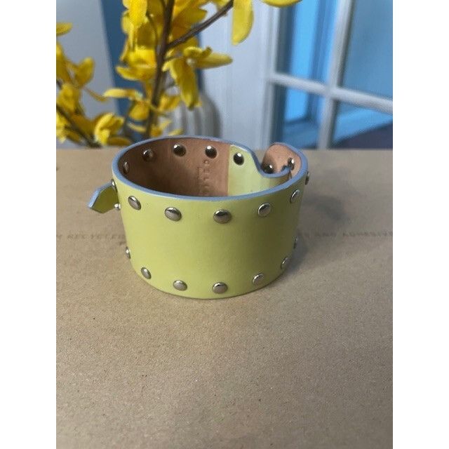 Celine Yellow Celine Leather Silver Studded Wrap Bracelet - Triomph Size ONE SIZE - 2 Thumbnail