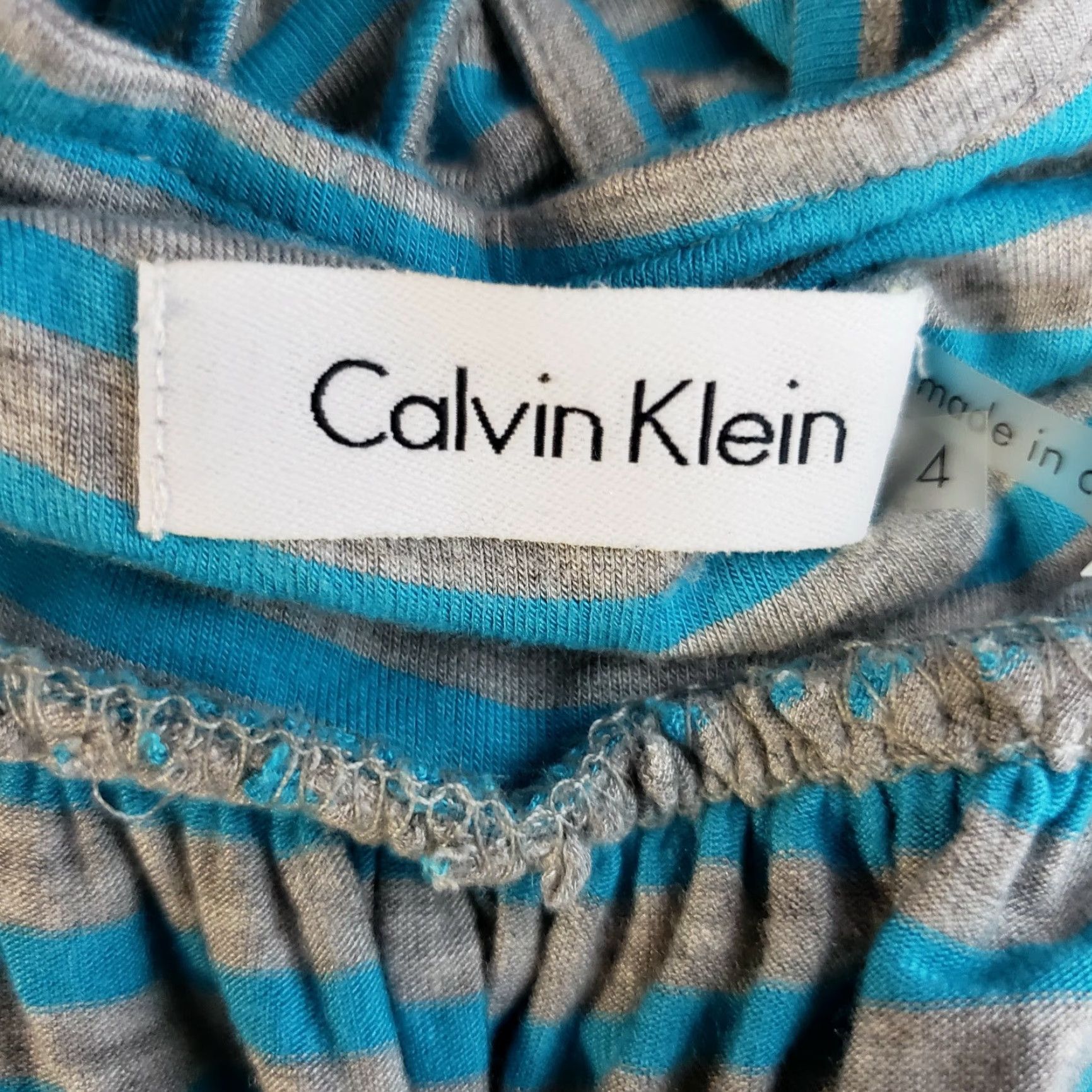 Calvin Klein Calvin Klein Maxi Dress Womens Sz 4 Gray Blue Stripe Scoop Neck Sleeveless Rayon Blend Long Dress Size S / US 4 / IT 40 - 6 Thumbnail