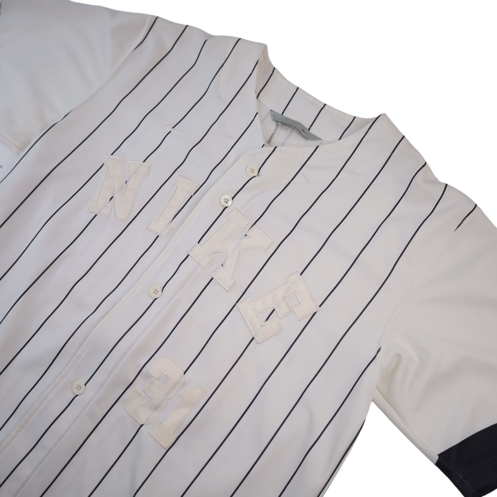Nike × Vintage Vintage Nike All Sewn Spellout Pin Striped Baseball Jersey Size US L / EU 52-54 / 3 - 2 Thumbnail