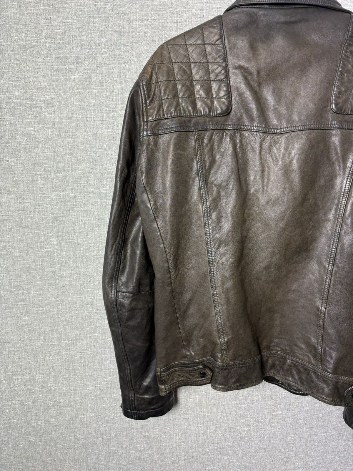 Allsaints AllSaints Conroy Distressed Brown Leather Biker Jacket Size US M / EU 48-50 / 2 - 16 Thumbnail