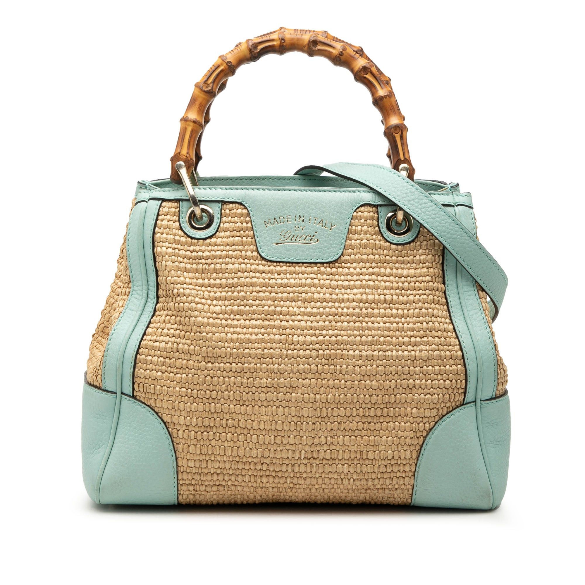 Gucci Small Raffia Bamboo Shopper Satchel Size ONE SIZE - 1 Thumbnail