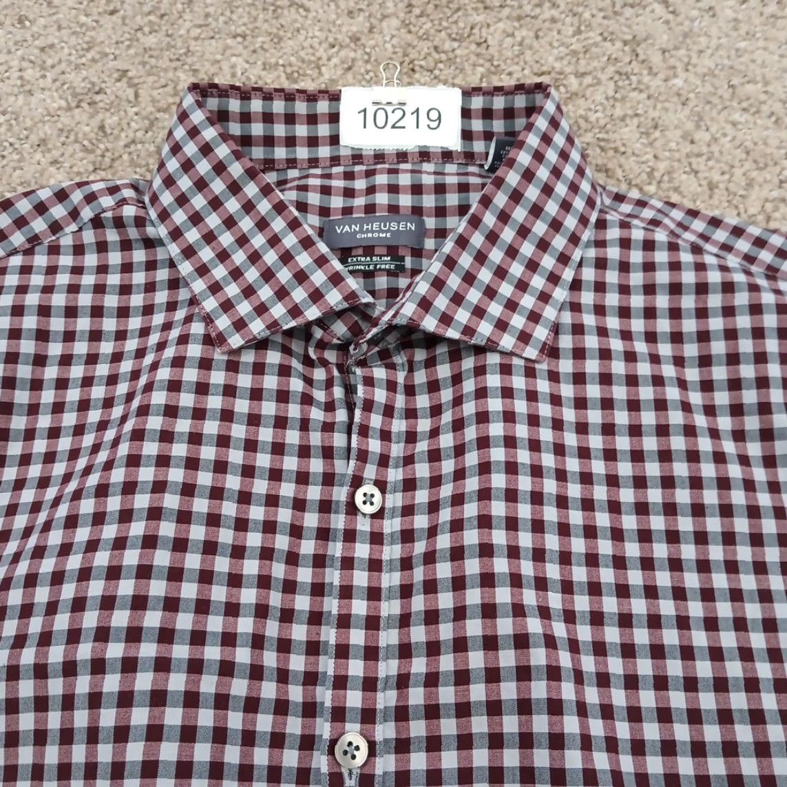 Van Heusen Van Heusen Shirt Mens XL Extra Slim Purple Plaid Long Sleeve Button Up Size US XL / EU 56 / 4 - 2 Thumbnail