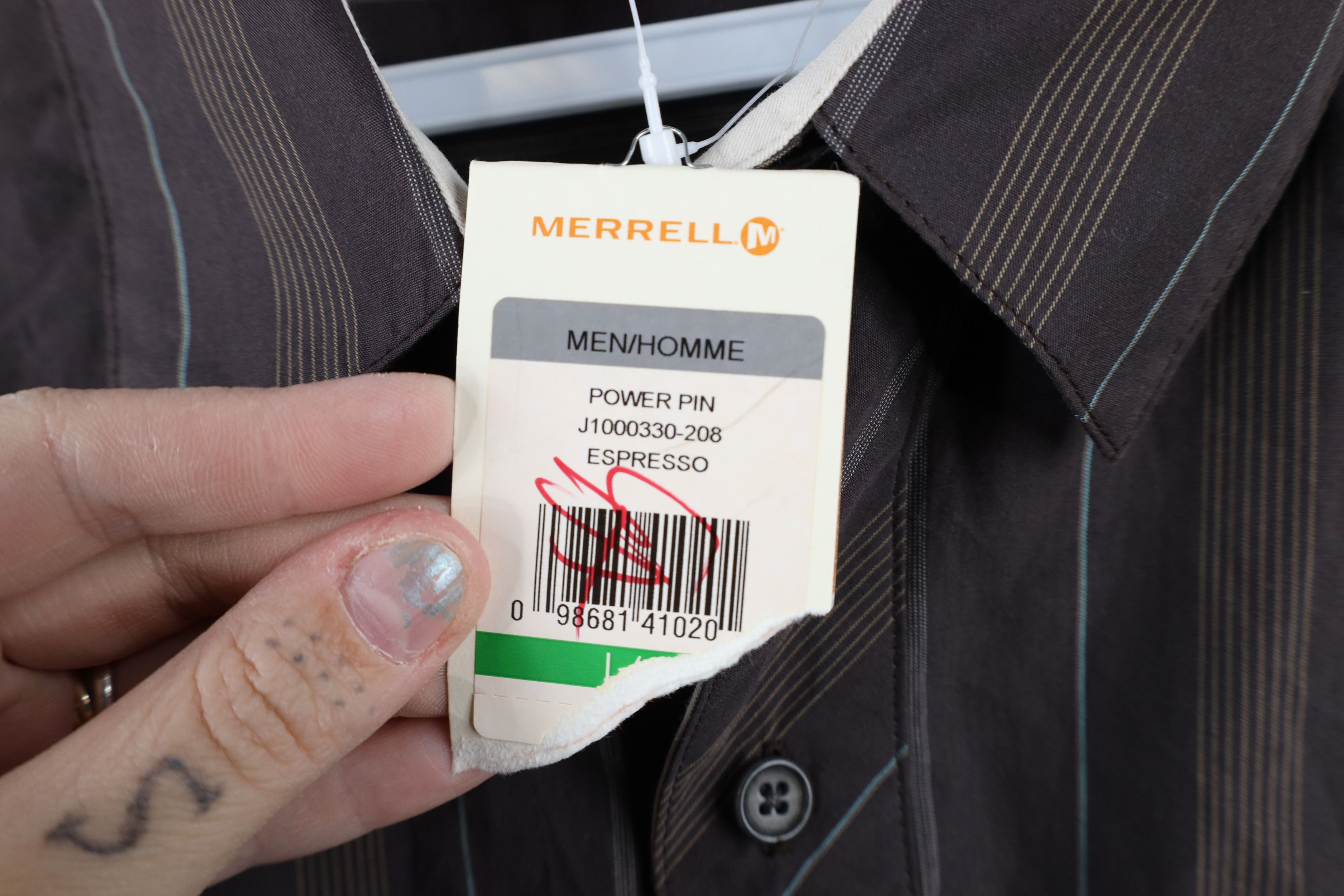 Merrell × Vintage New Merrell Power Pin Striped Collared Button Shirt Brown Size US L / EU 52-54 / 3 - 6 Thumbnail