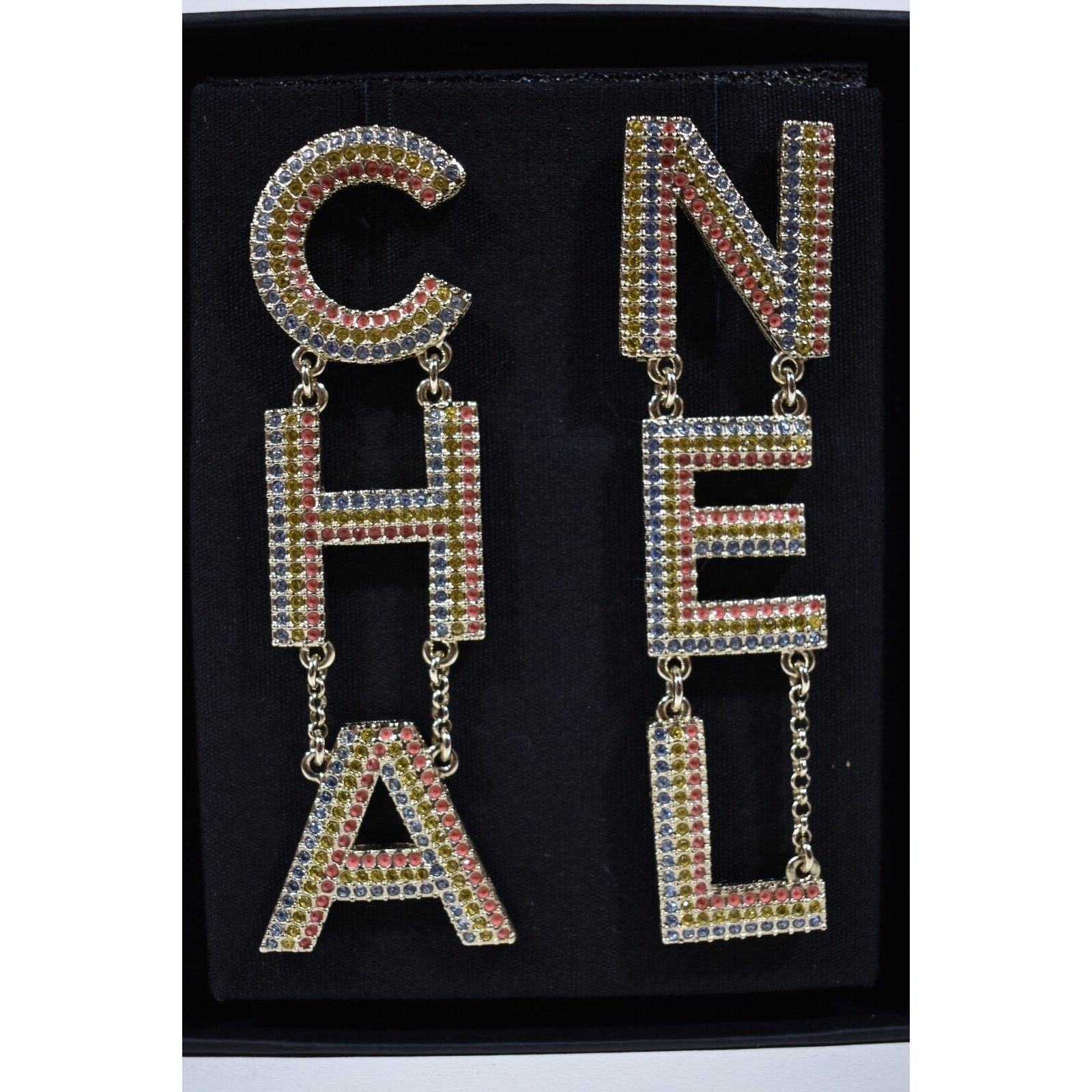 Chanel Chanel Gold Letter Logo Large Dangle Drop Statement Earrings Size ONE SIZE - 3 Thumbnail