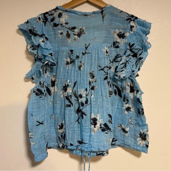 Free People Free People FP One Ruffle Sleeve Floral Blouse Blue Size S Size S / US 4 / IT 40 - 7 Thumbnail