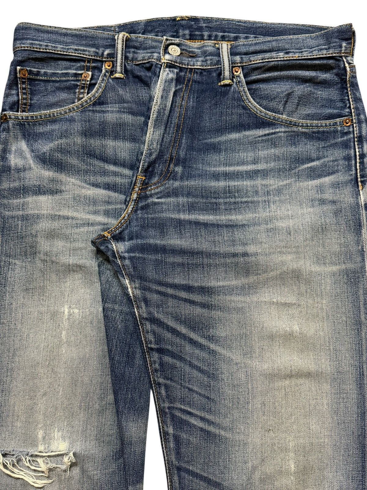 Levi's Vintage Y2K Levis 503 Blue Bleached Distress Wide Leg Loose Size US 33 - 3 Thumbnail