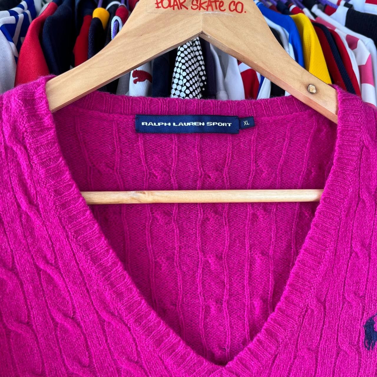 Ralph Lauren Sport Vintage Ralph Lauren Sport Cable-Knit Wool V-Neck Sweater Size M / US 6-8 / IT 42-44 - 7 Thumbnail