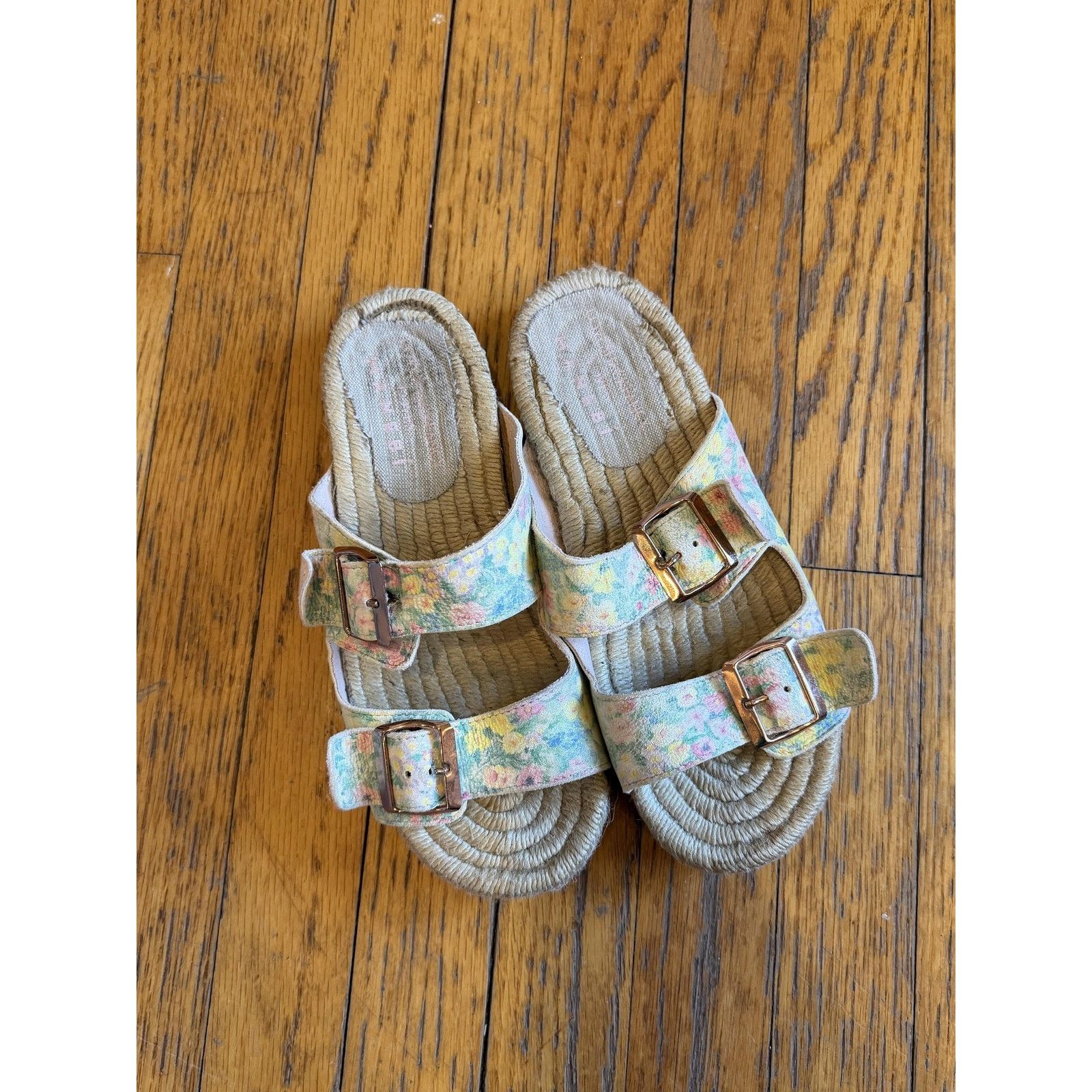 LoveShackFancy LoveShackFancy Manebí Nordic Floral Leather Espadrille Slide Size US 8.5 / IT 38.5 - 2 Thumbnail