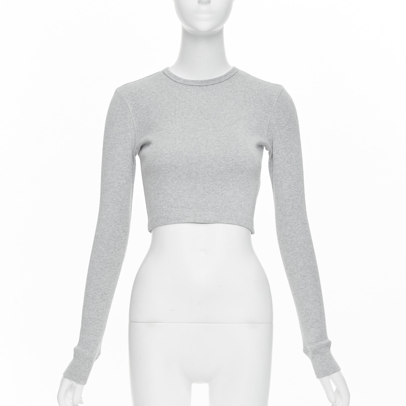 WARDROBE.NYC WARDROBE NYC grey cotton blend crew neck long sleeve ribbed top S Size S / US 4 / IT 40 - 1 Thumbnail