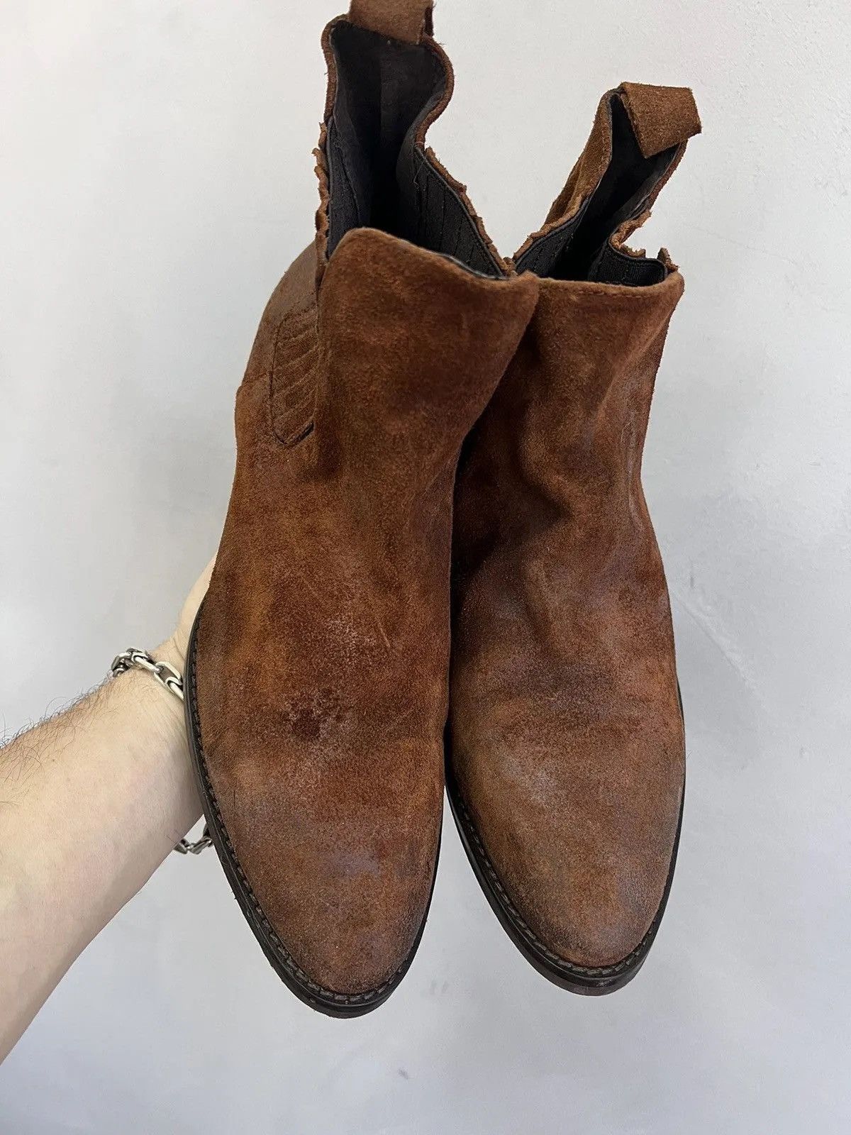 14th Addiction Vintage western suede ankle moto 90s boots Guidi style Size US 7.5 / EU 40-41 - 3 Thumbnail