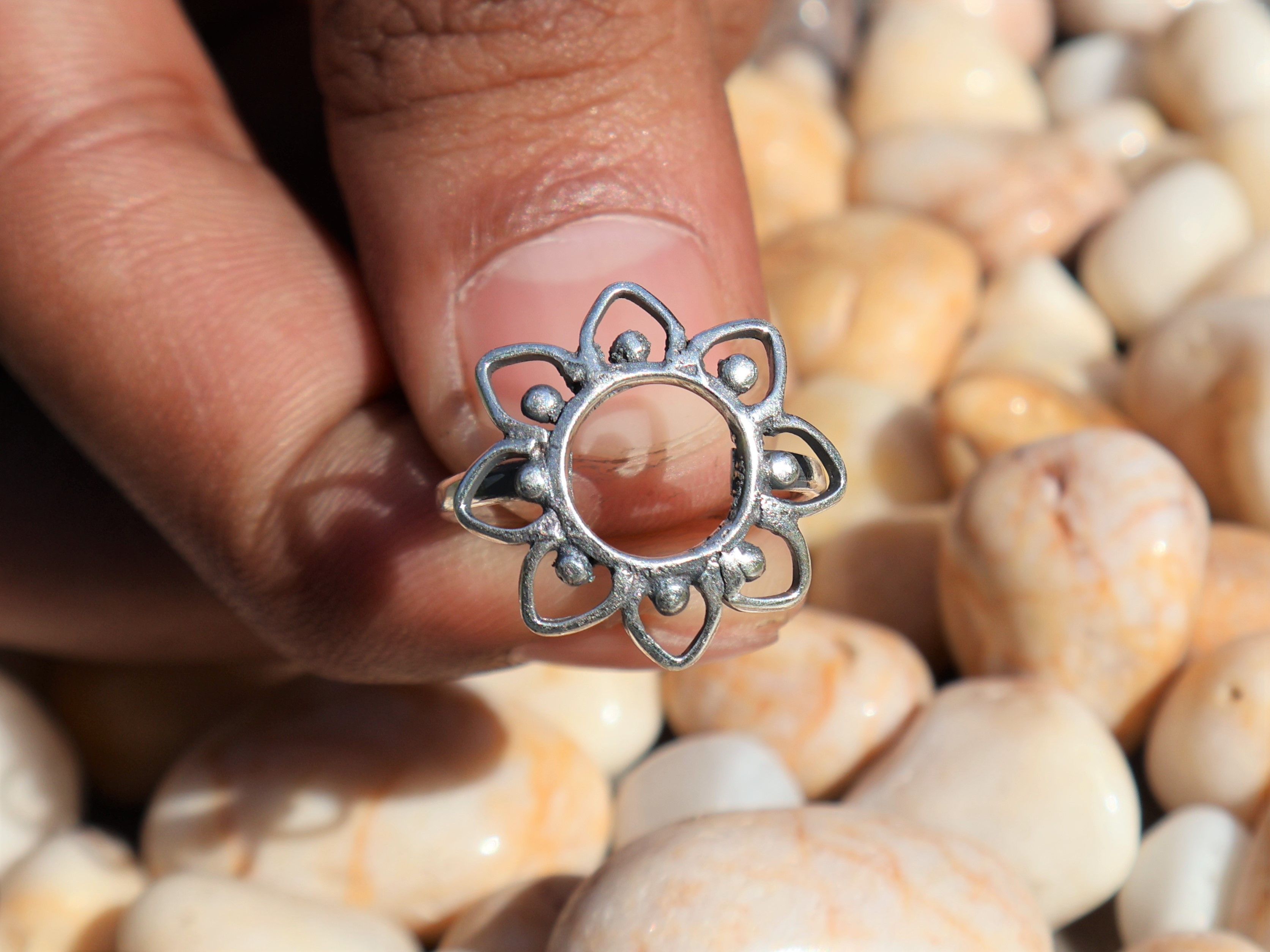 Handmade Silver Flower Ring, 925 Sterling Silver Ring, Handmade Ring, Size ONE SIZE - 3 Thumbnail