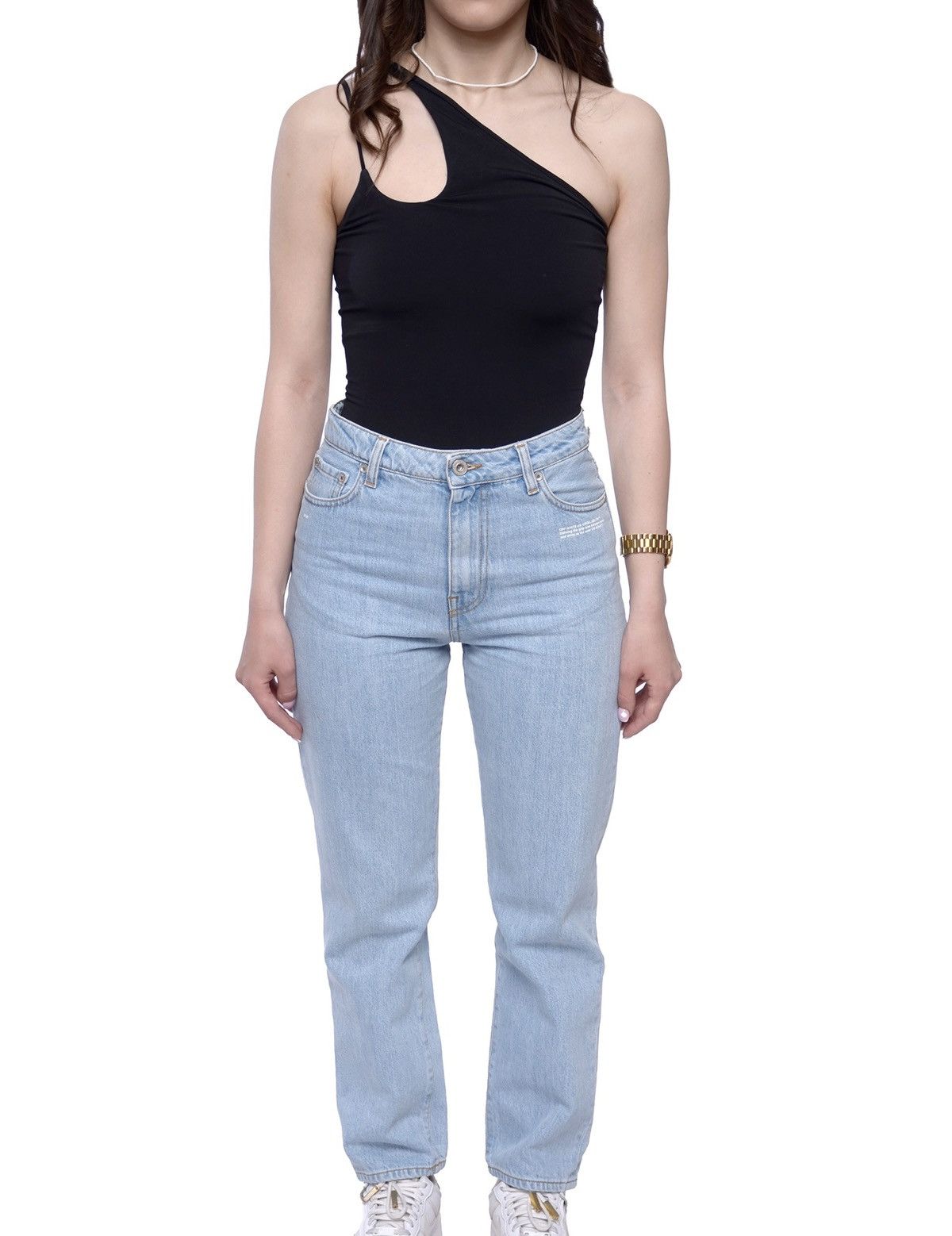 image of Off White Off-White Straight-Leg Faded Denim Jeans in Blue, Women's (Size 25)