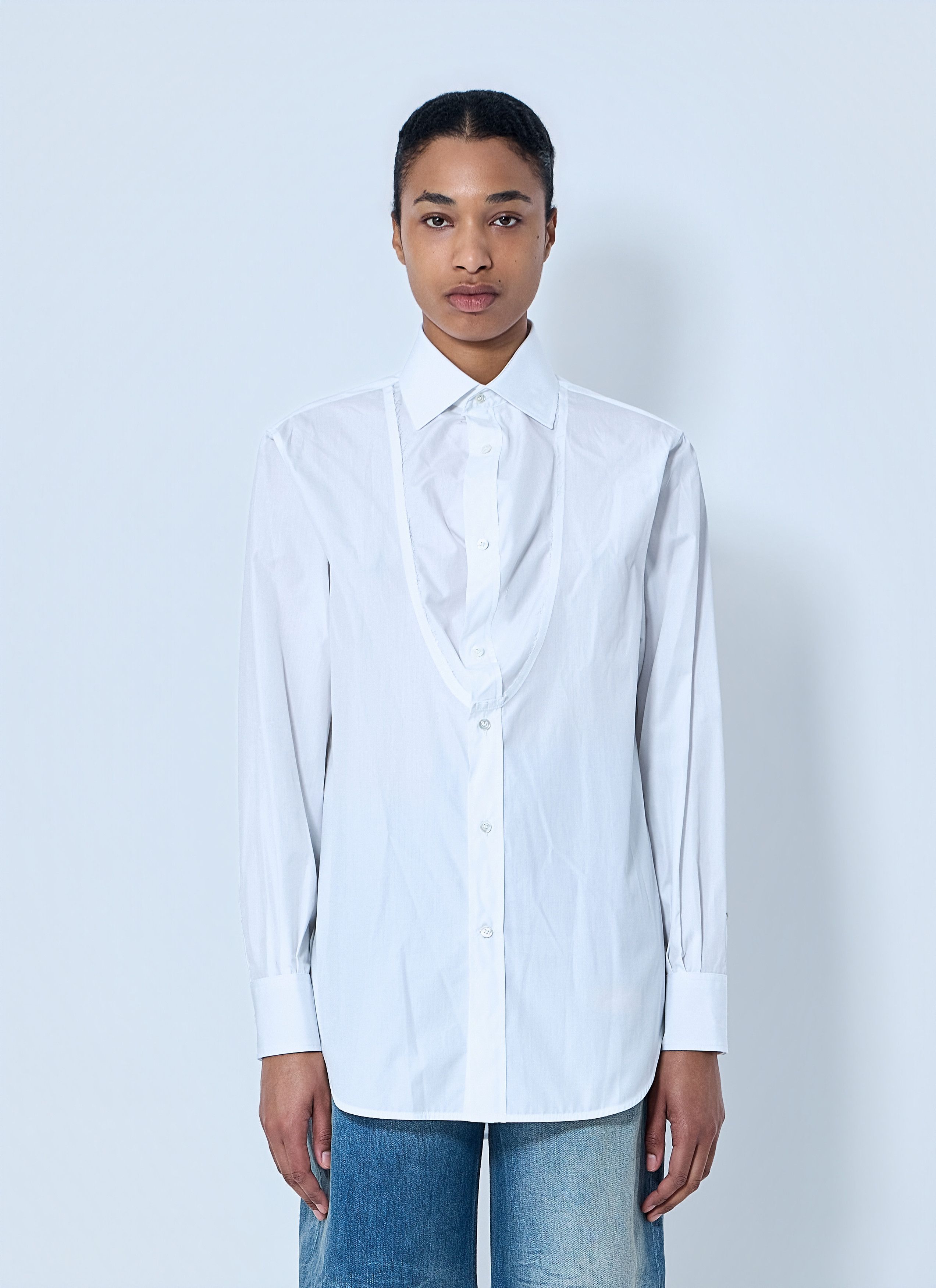 Maison Margiela White Folded V-Neck Collar Shirt Size M / US 6-8 / IT 42-44 - 1 Thumbnail