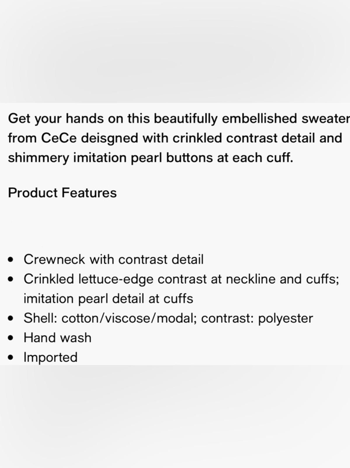Opening Ceremony CeCe / Embellished Contrast Sweater / Pearl Detail / Gray Size L / US 10 / IT 46 - 8 Thumbnail