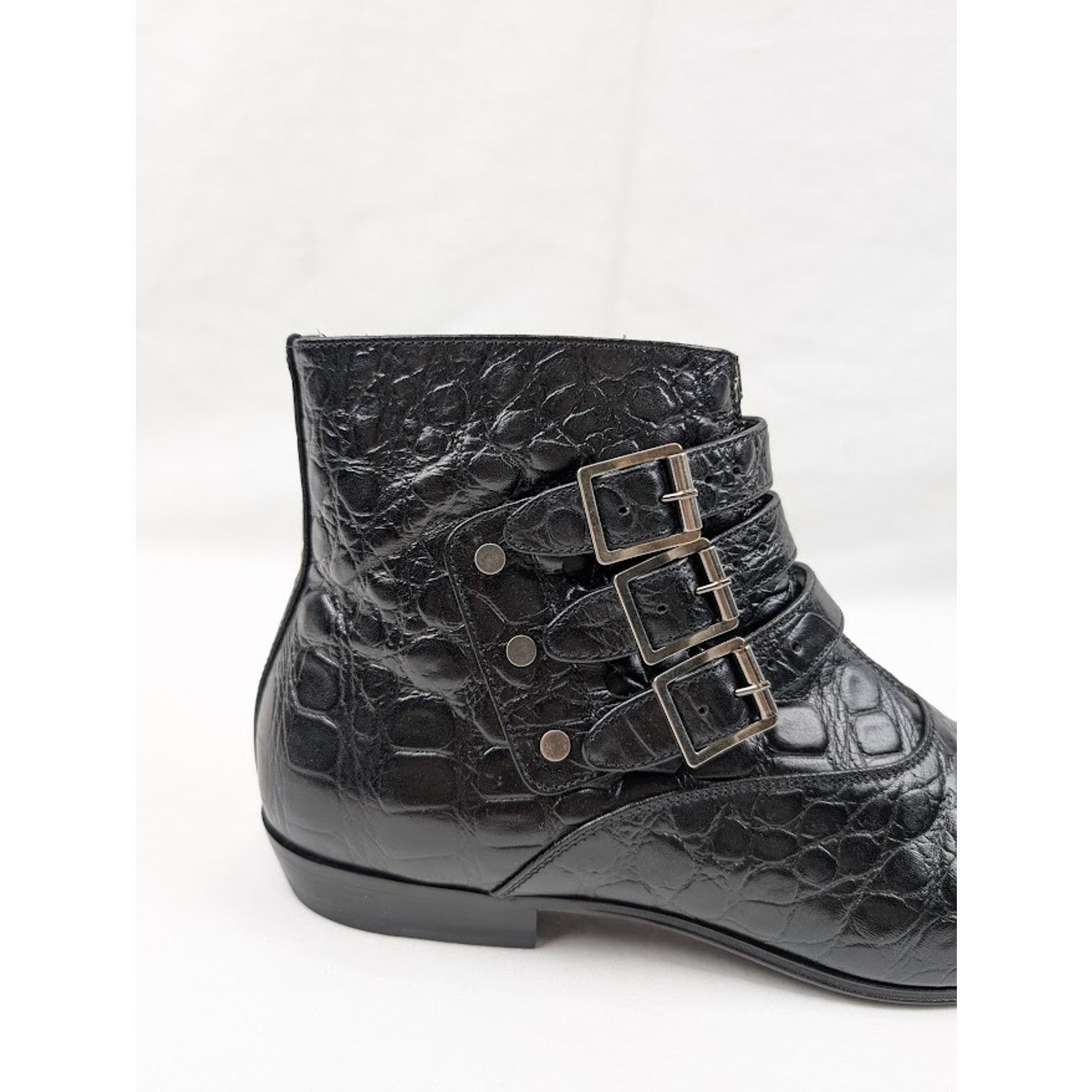 Saint Laurent Paris o1rshd1 Goth 15 Zip Buckle Boots Fake Cocco Yankee in Nero Size US 8.5 / EU 41-42 - 4 Thumbnail