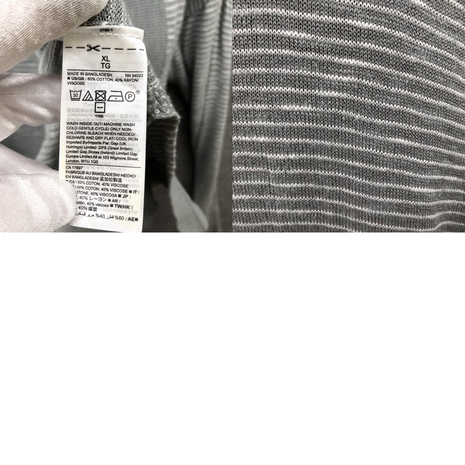 Gap Gap Cardigan Womens XL Gray Striped Slub Knit Lightweight Open Front Side Vents Size XL / US 12-14 / IT 48-50 - 8 Thumbnail
