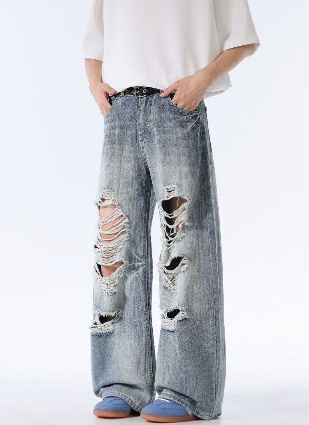 Vintage Men's wide-leg ripped American baggy scimitar jeans Size US 32 / EU 48 - 2 Thumbnail