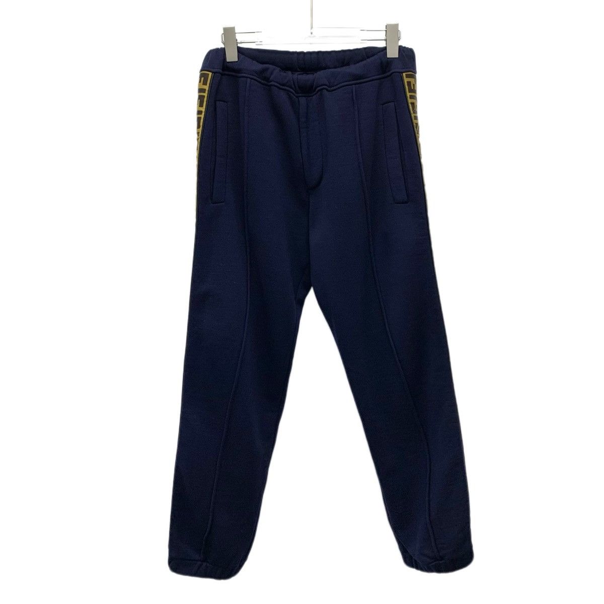 Fendi Fendi Dark Blue Side Double F Logo Wool Casual Pants K26WX Size US 32 / EU 48 - 1 Thumbnail