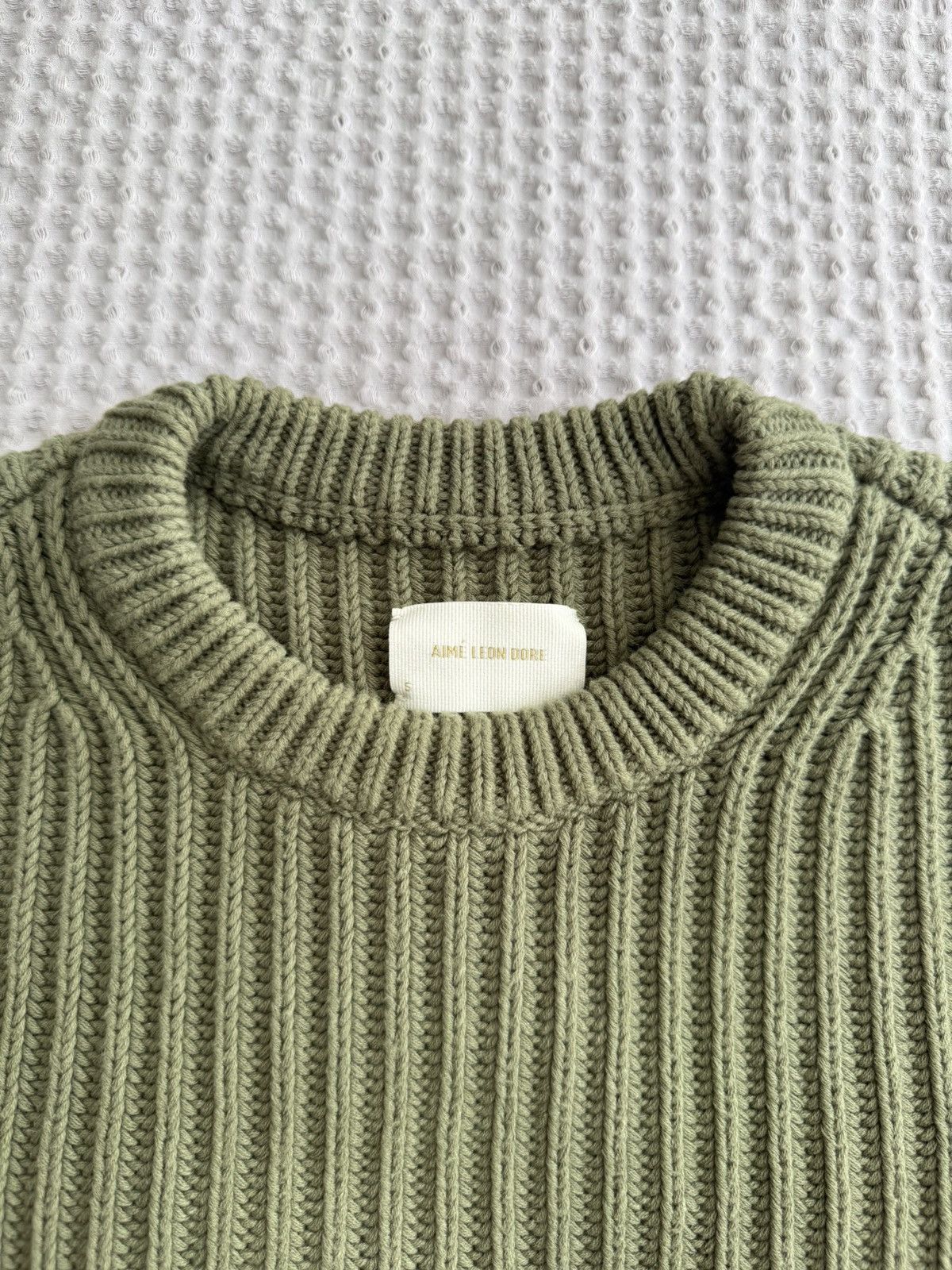Aime Leon Dore Aimé Leon Dore Waffle Knit Sweater — Capulet Olive, Small Size US S / EU 44-46 / 1 - 2 Thumbnail
