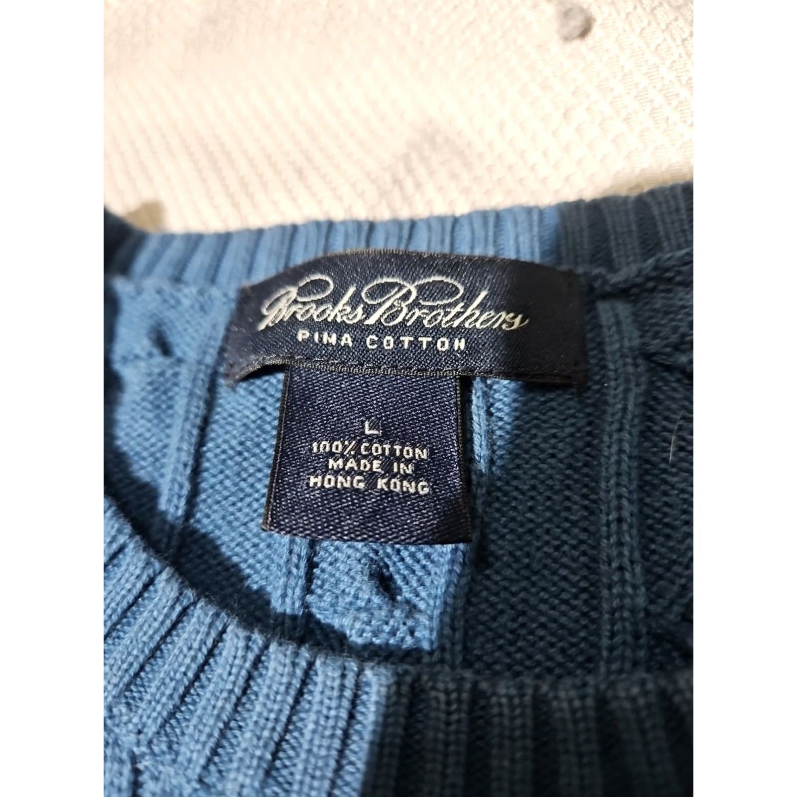 Brooks Brothers VINTAGE Brooks Brothers Sweater Mens L Blue Cable-Knit Fisherman 90s Old Money Size US L / EU 52-54 / 3 - 6 Thumbnail