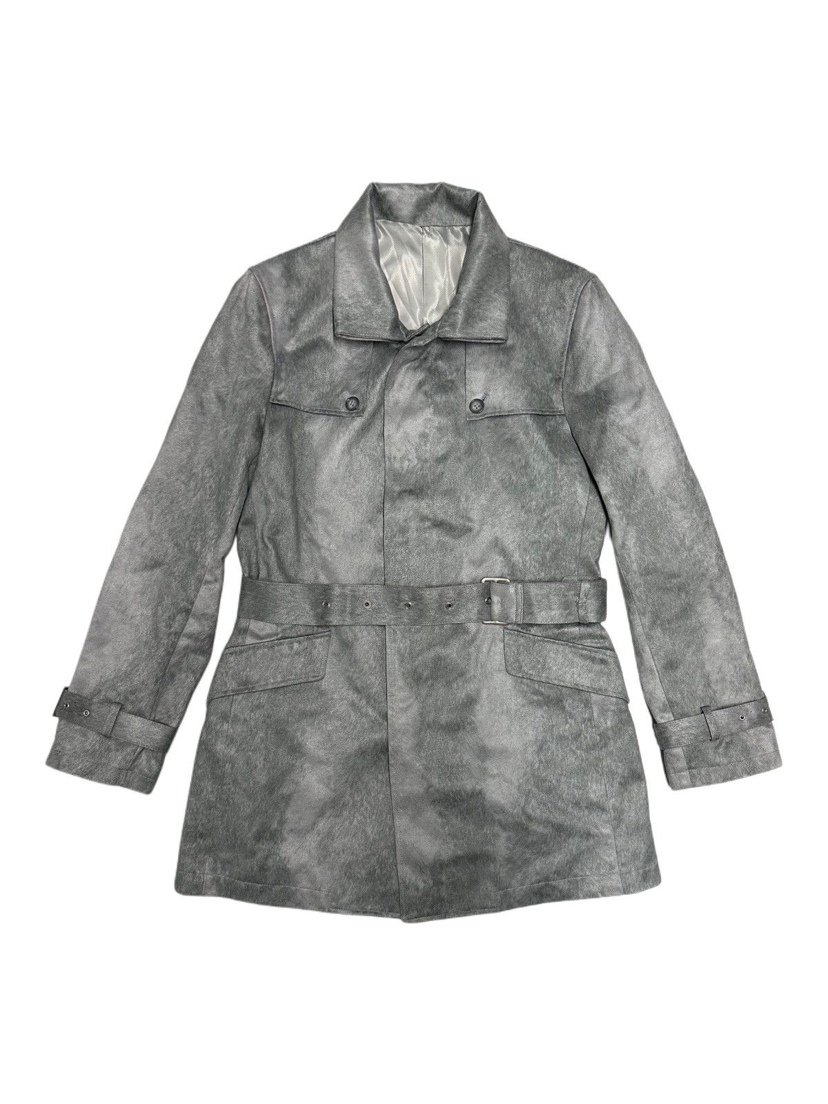 Tornado Mart Tornado Mart Gray Faux Suede Belted Coat Size US M / EU 48-50 / 2 - 1 Thumbnail