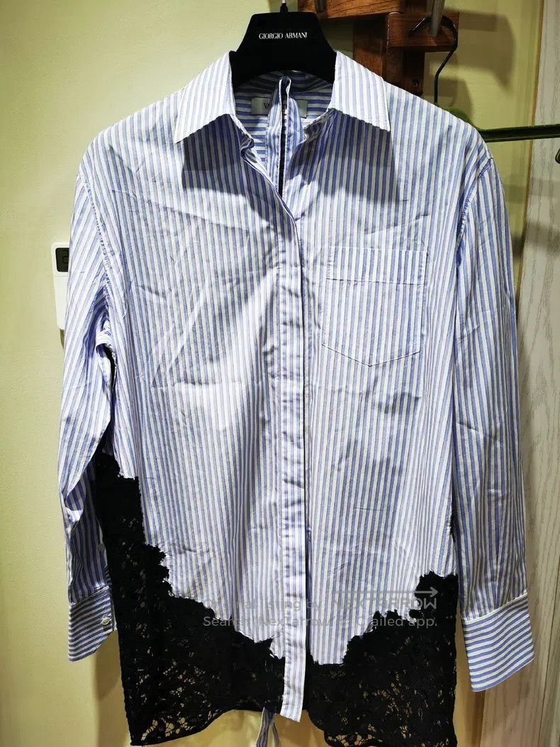 Valentino Valentino Blue and white striped paneled black full lace s Size M / US 6-8 / IT 42-44 - 1 Thumbnail