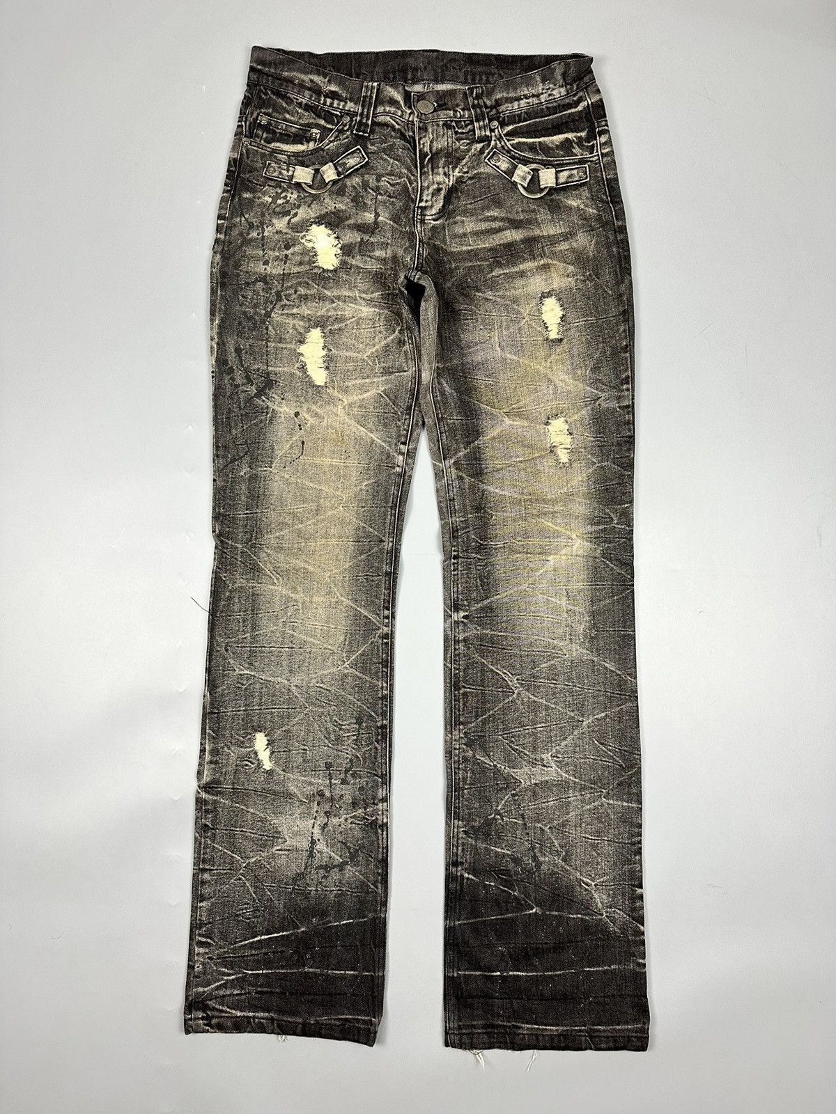 If Six Was Nine Distressed Vintage Whiskered Flared Denim Size US 32 / EU 48 - 1 Thumbnail