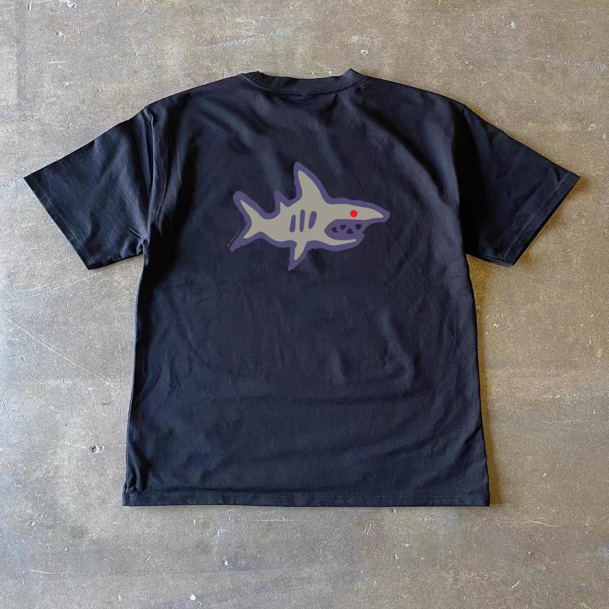 Vintage Black washed retro shark print cotton t-shirt Size US M / EU 48-50 / 2 - 1 Thumbnail