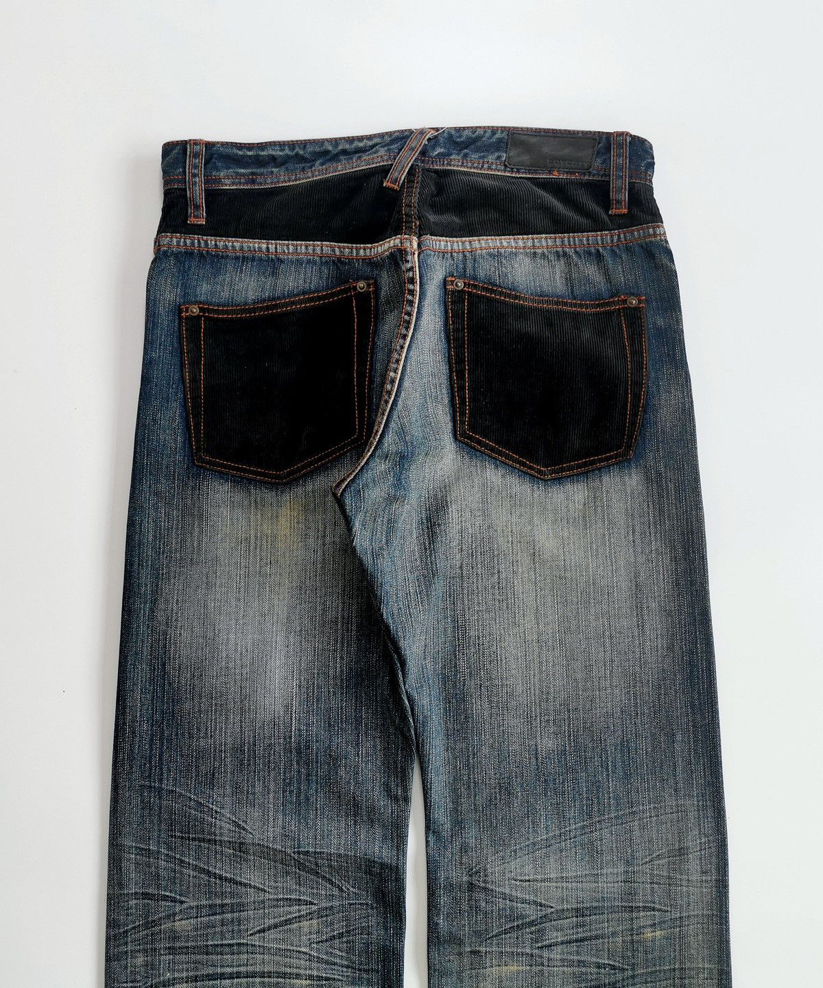 Tornado Mart Boycott Japan Corduroy Mix Repaired Distressed Jeans Size US 31 - 6 Thumbnail