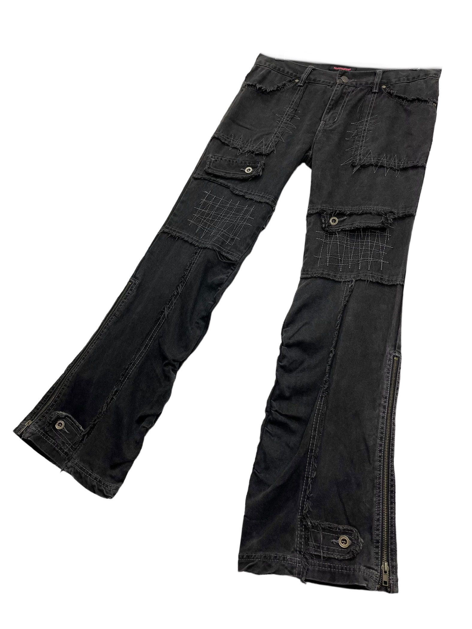 Seditionaries 💀PUNK SKULL🔥90’s ALGONQUINS Frayed Denim Flared Zipper Leg Size US 30 / EU 46 - 9 Thumbnail
