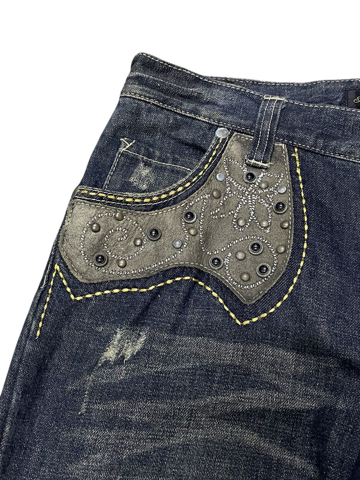 Japanese Brand × Tornado Mart Beach Sound Japan Studded Gems Leather Snake Trimmed Jeans Size US 30 / EU 46 - 5 Thumbnail