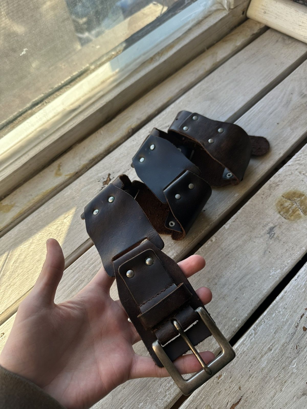 If Six Was Nine × Japanese Brand × Vintage Vintage Japanese Leather Punk Emo Rock Goth Y2K Drill belt Size ONE SIZE - 1 Thumbnail