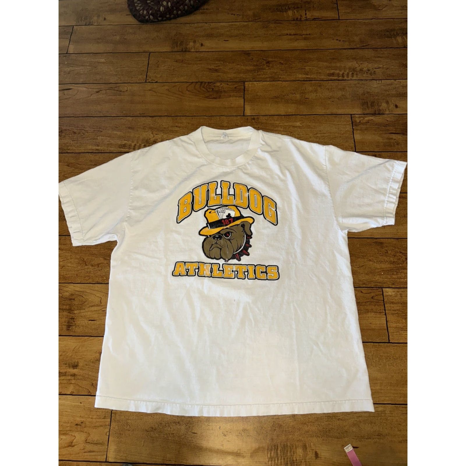Vintage VINTAGE Bulldog Athletics T-Shirt White XL Men Athletic Fit 23.5x28 Bulldog T-Shirt White XL Mens Size US XL / EU 56 / 4 - 2 Thumbnail