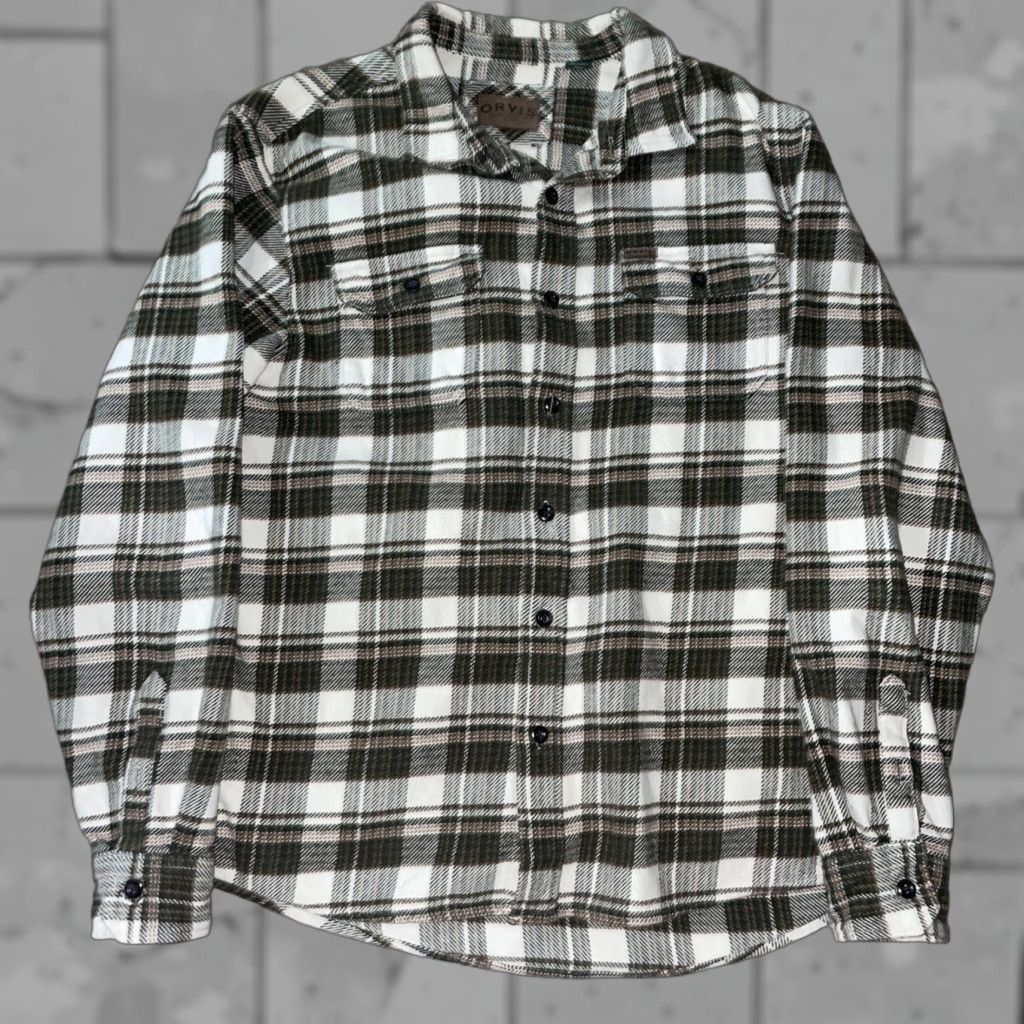 Orvis Orvis White Thick Plaid Flannel Shirt Mens L Size US L / EU 52-54 / 3 - 1 Thumbnail