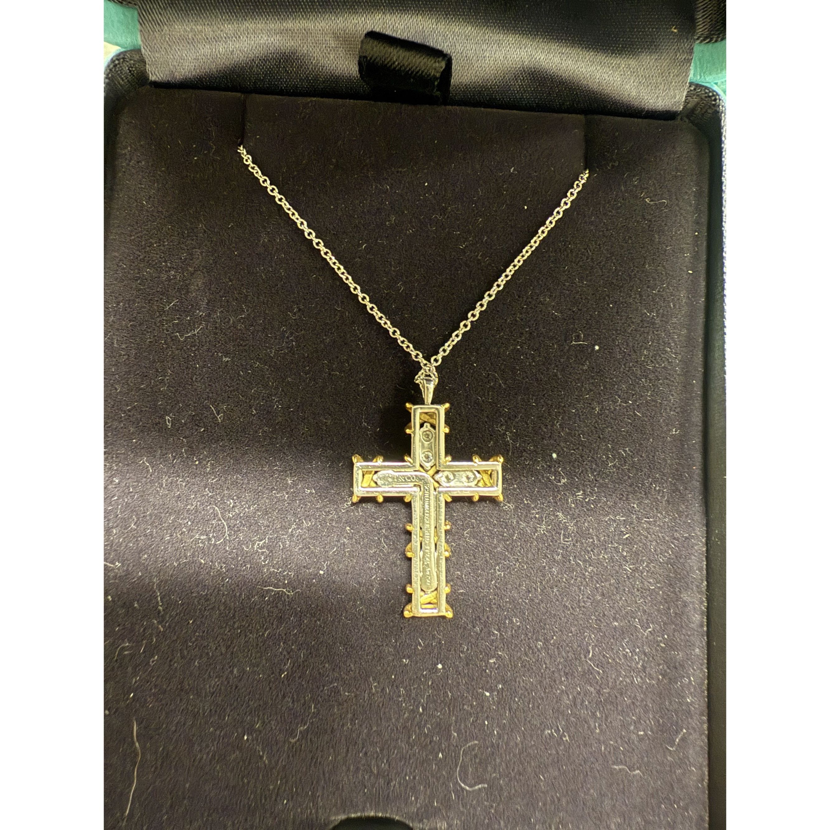 Tiffany & Co. Tiffany & Co. 18K Gold & Sterling Silver Diamond Cross Penda Size ONE SIZE - 2 Thumbnail