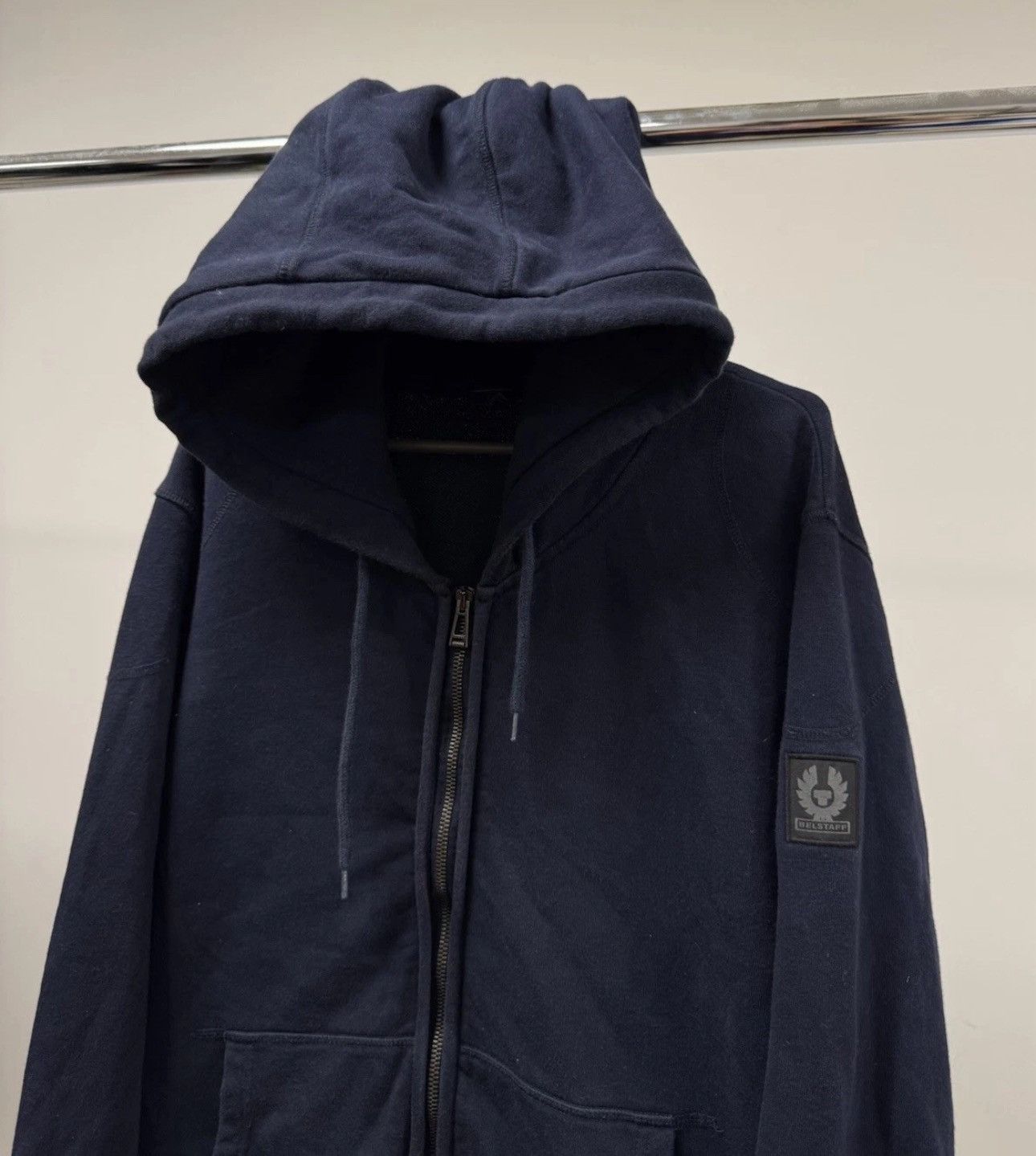 Belstaff Belstaff England Full Zip Hoodie Navy Blue Patch Logo Size US XL / EU 56 / 4 - 2 Thumbnail