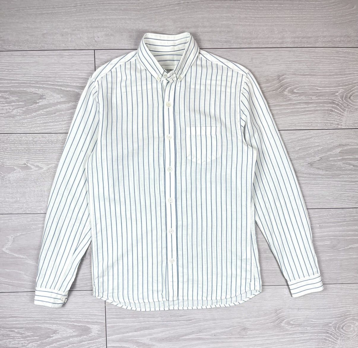 Octobre Editions White Striped Linen Button Up Shirt