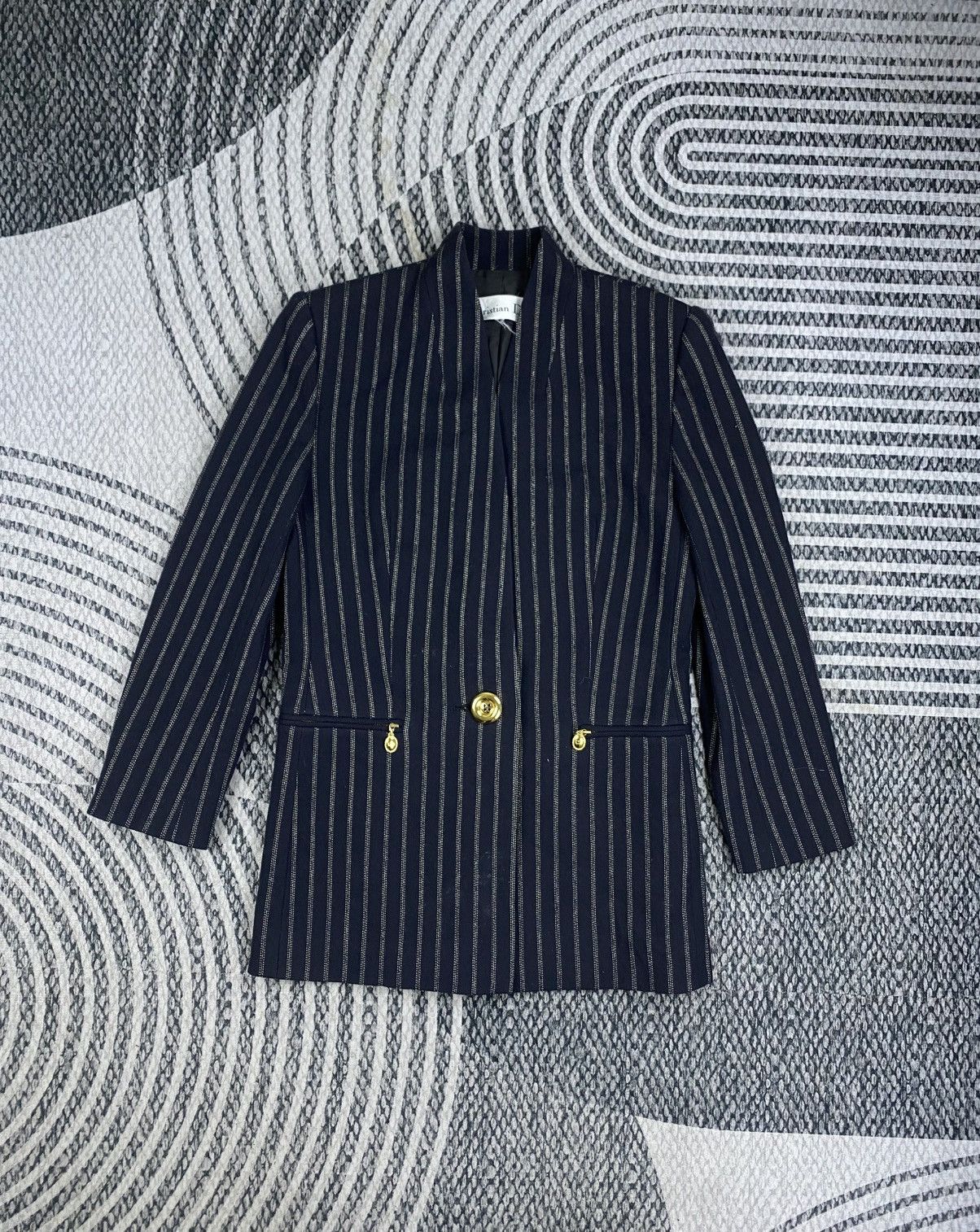 Christian Dior Monsieur Vtg Christian Dior Single Button Striped Blazer Style Jacket Size M / US 6-8 / IT 42-44 - 1 Thumbnail