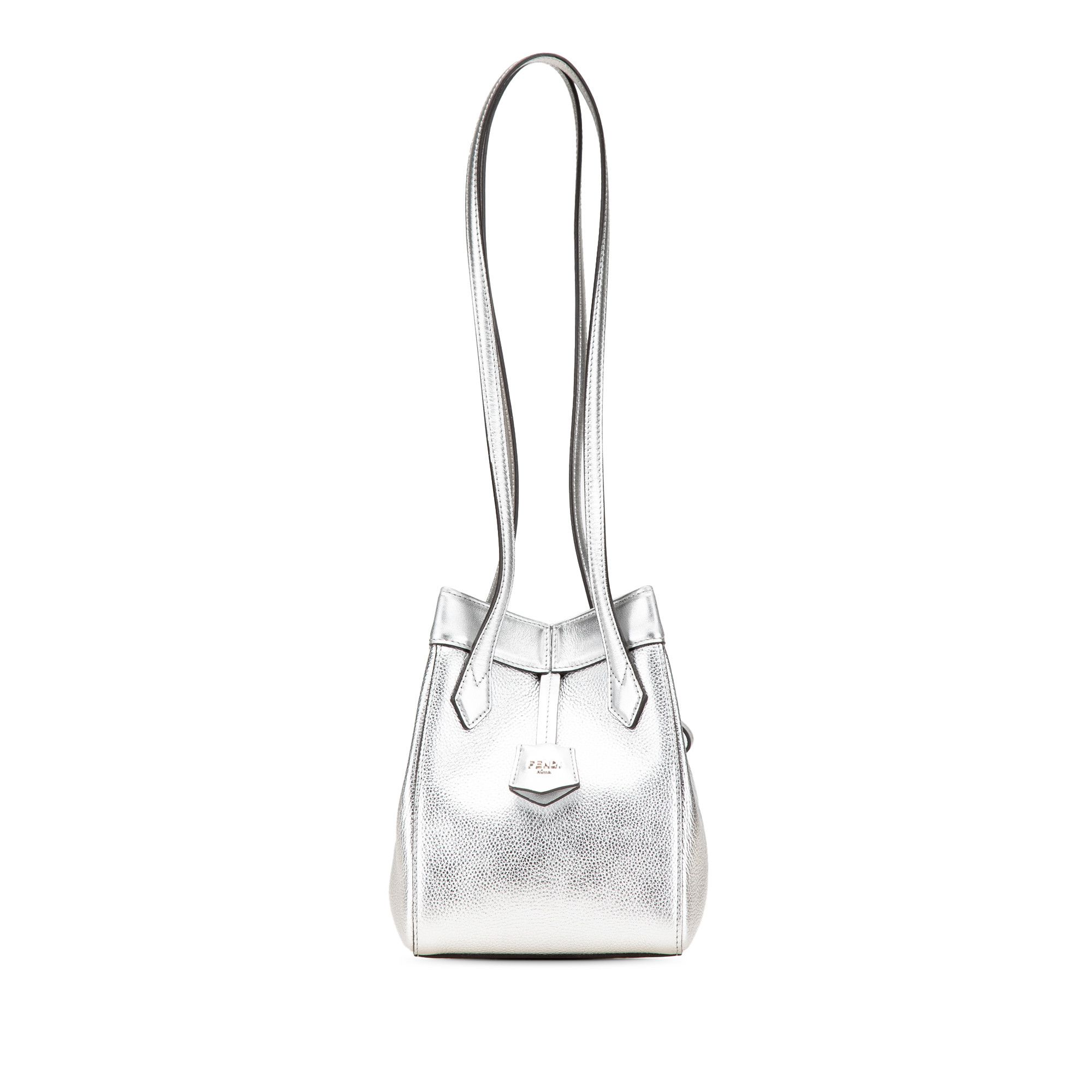 Fendi Mini Leather Origami Shoulder Bag in Silver, Women's