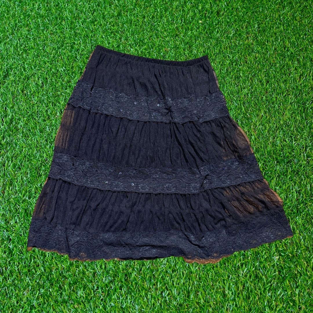 Other Vintage Black Lace Skirt Size 34" / US 12 / IT 48 - 1 Thumbnail