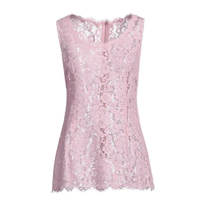 Dolce & Gabbana Dolce & Gabbana Pink Lace Sleeveless Tank Top Blouse IT 40 S Size S / US 4 / IT 40 - 5 Thumbnail